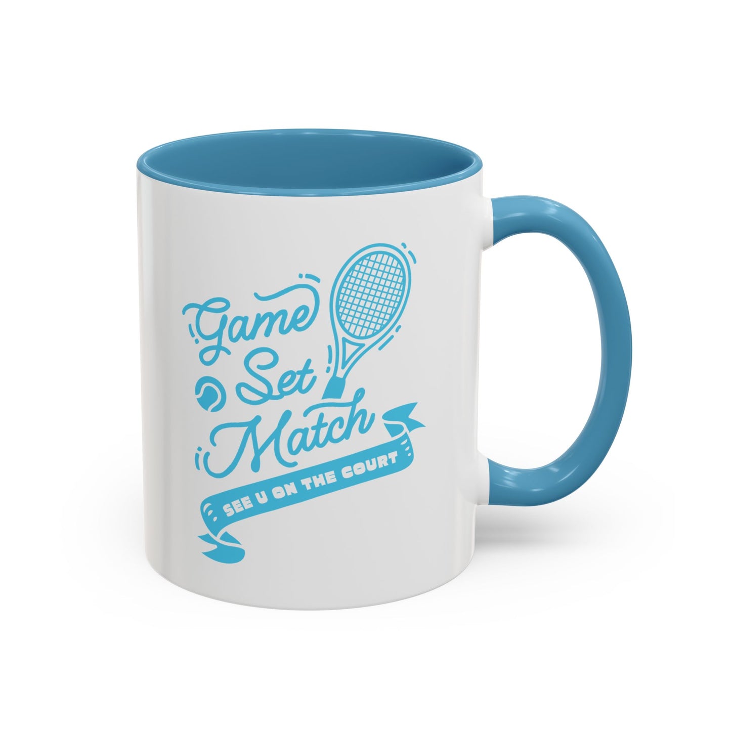 GAME SET MATCH · Tennis Mug · Light Blue