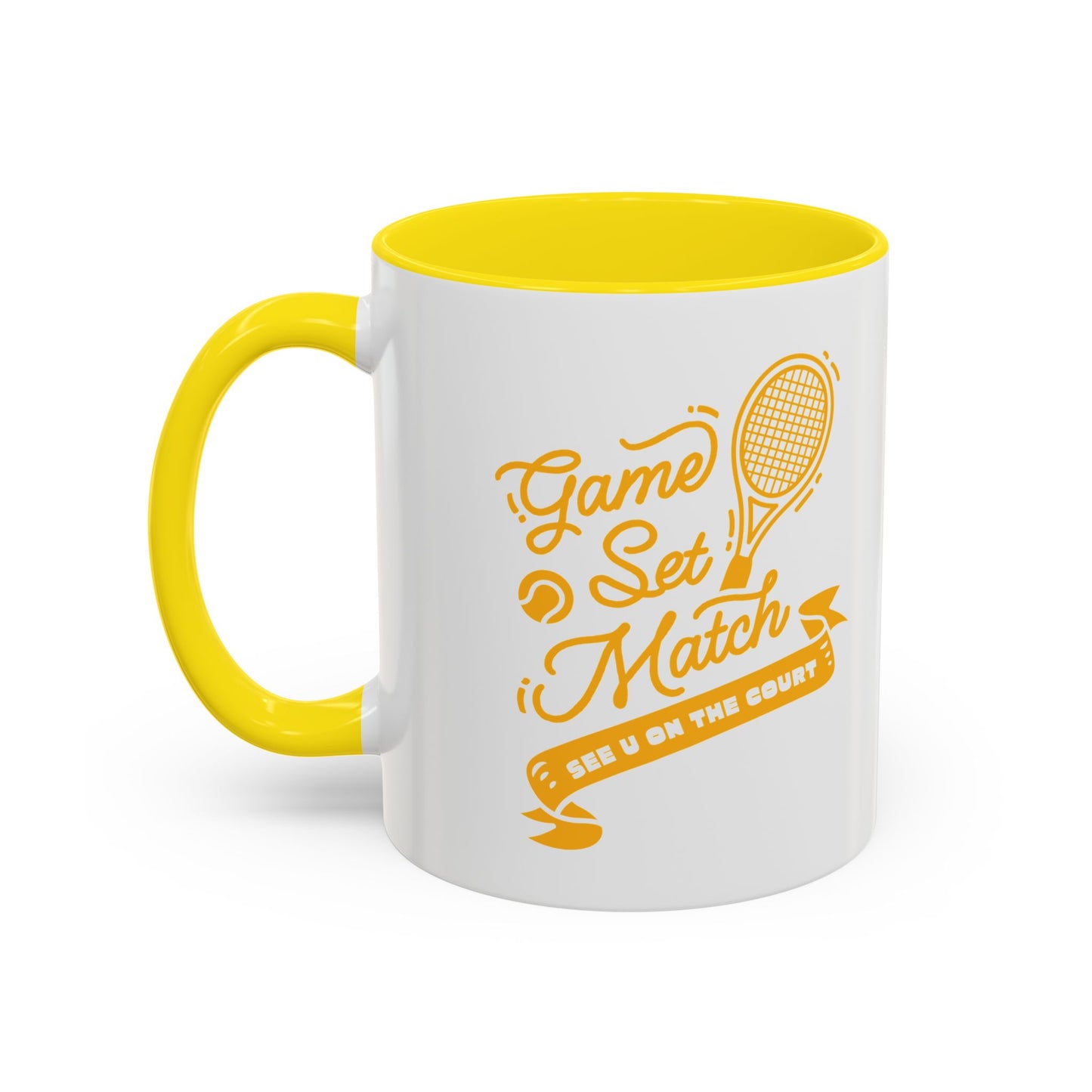 GAME SET MATCH · Tennis Mug · Yellow