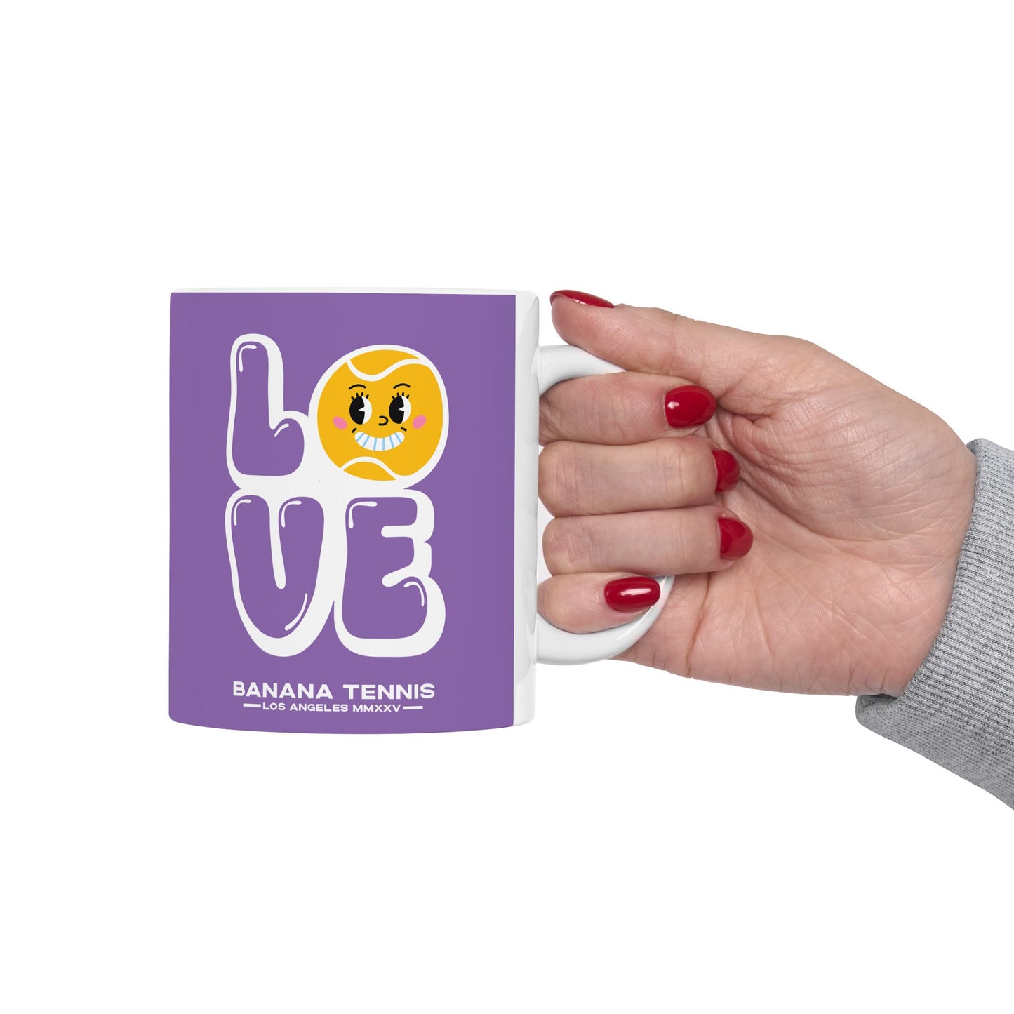 LOVE · Ceramic Tennis Mug · Purple