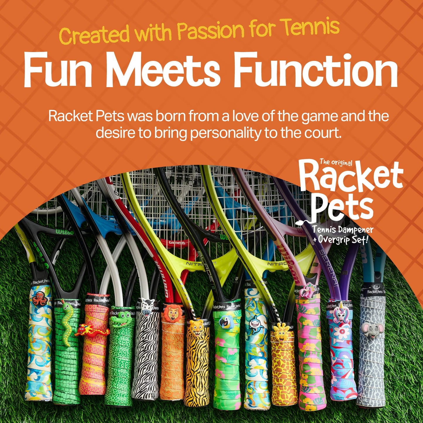 Tennis Racket Dampener & Matching Overgrip - Zebra