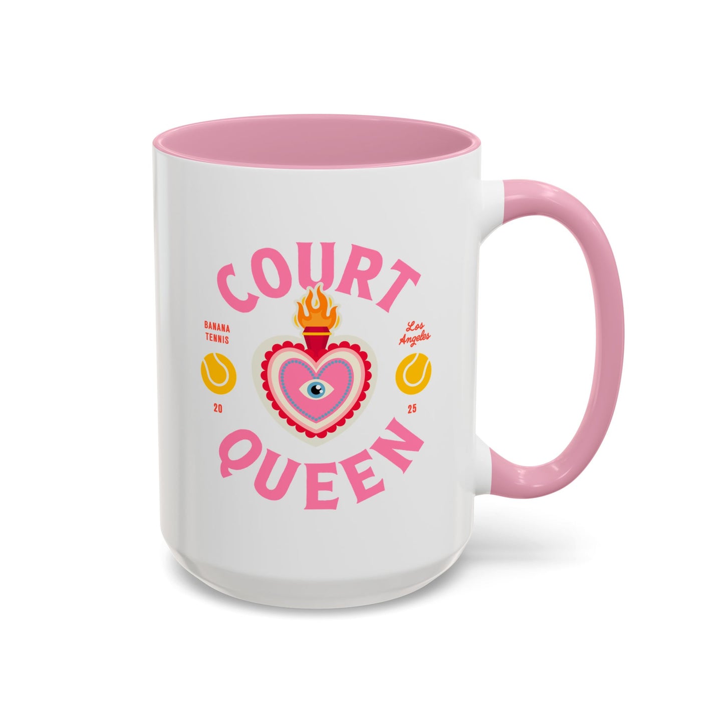 Mug with 'Court Queen' design on a white background
