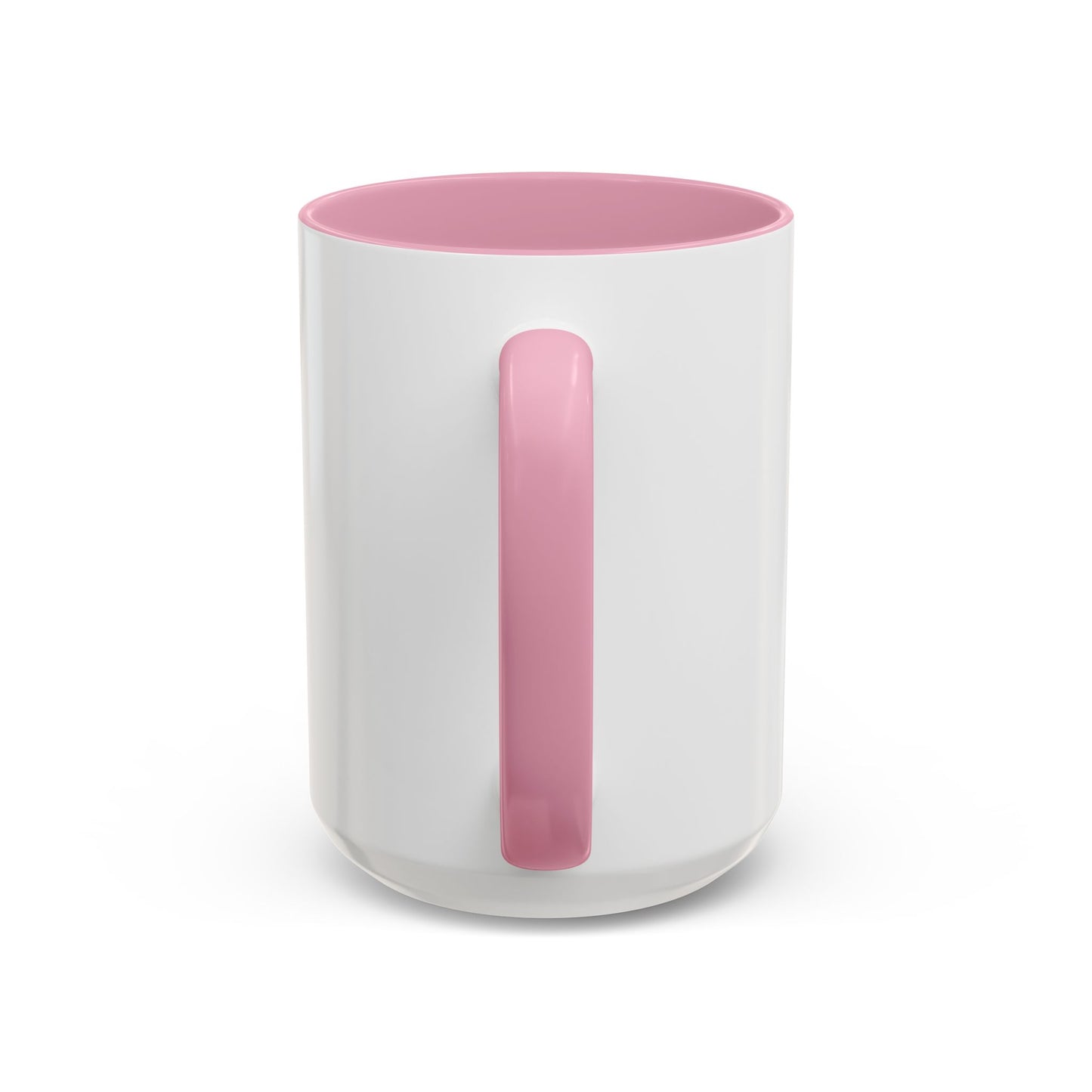 White tumbler with pink handle and interior on a white background