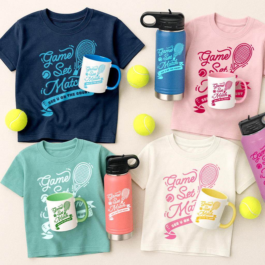 GAME SET MATCH · Tennis Matching Set for Young Players