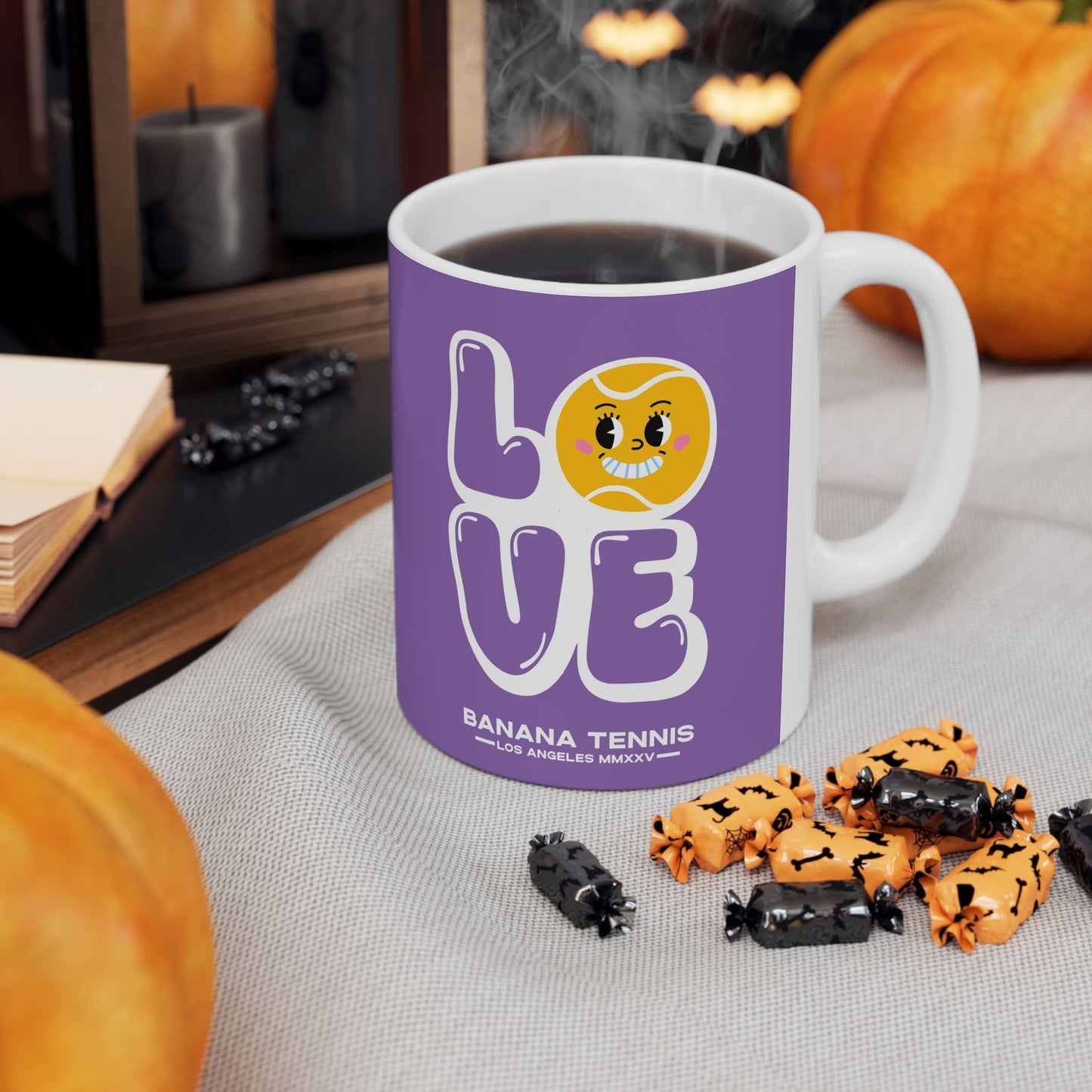 LOVE · Ceramic Tennis Mug · Purple
