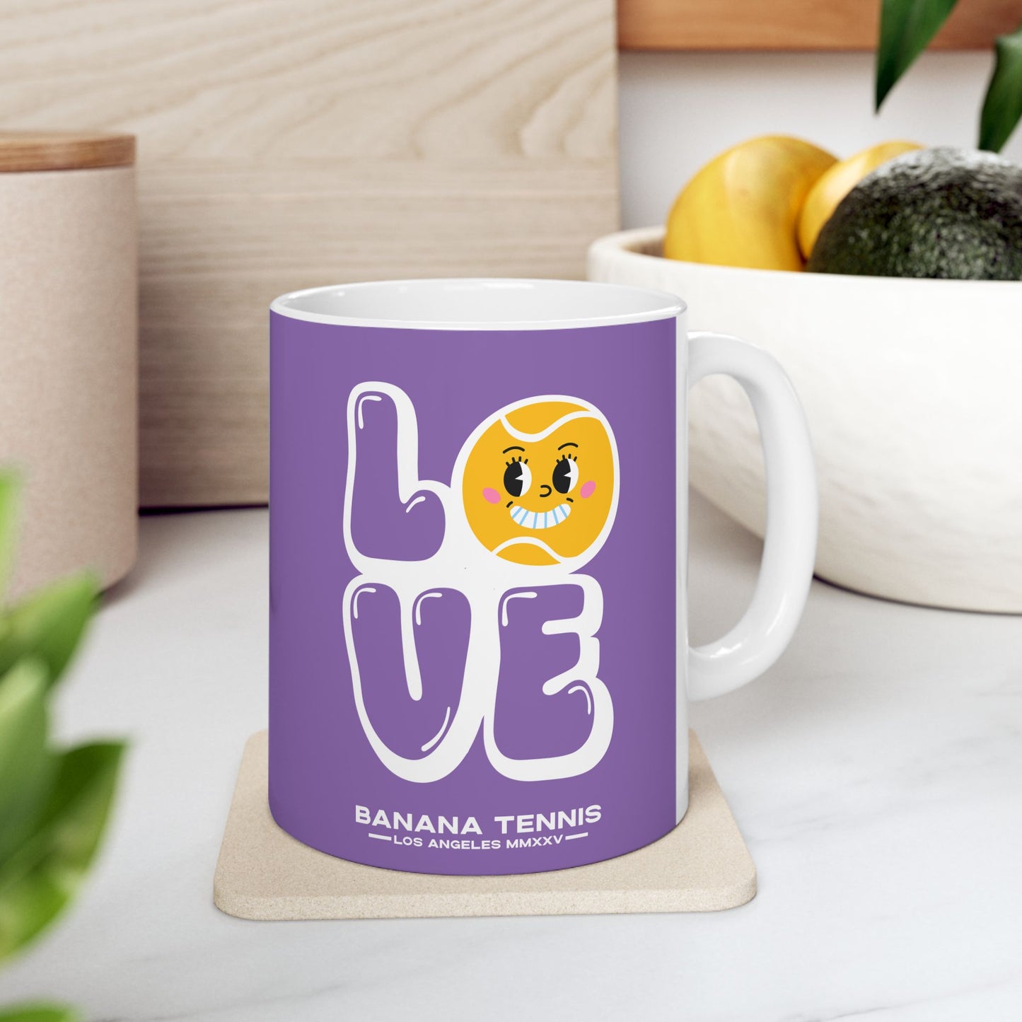 LOVE · Ceramic Tennis Mug · Purple