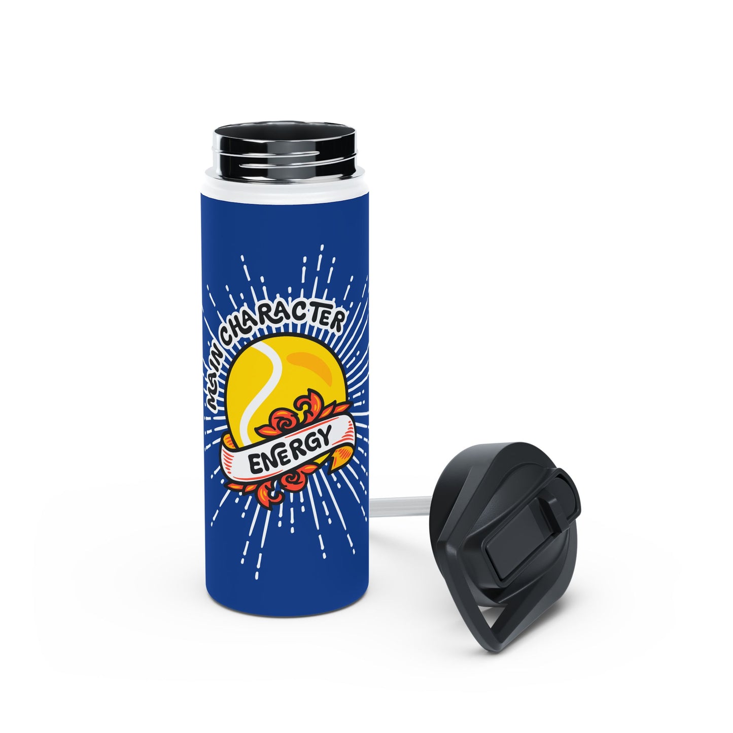 MAIN CHARACTER ENERGY · Water Bottle · Navy Blue