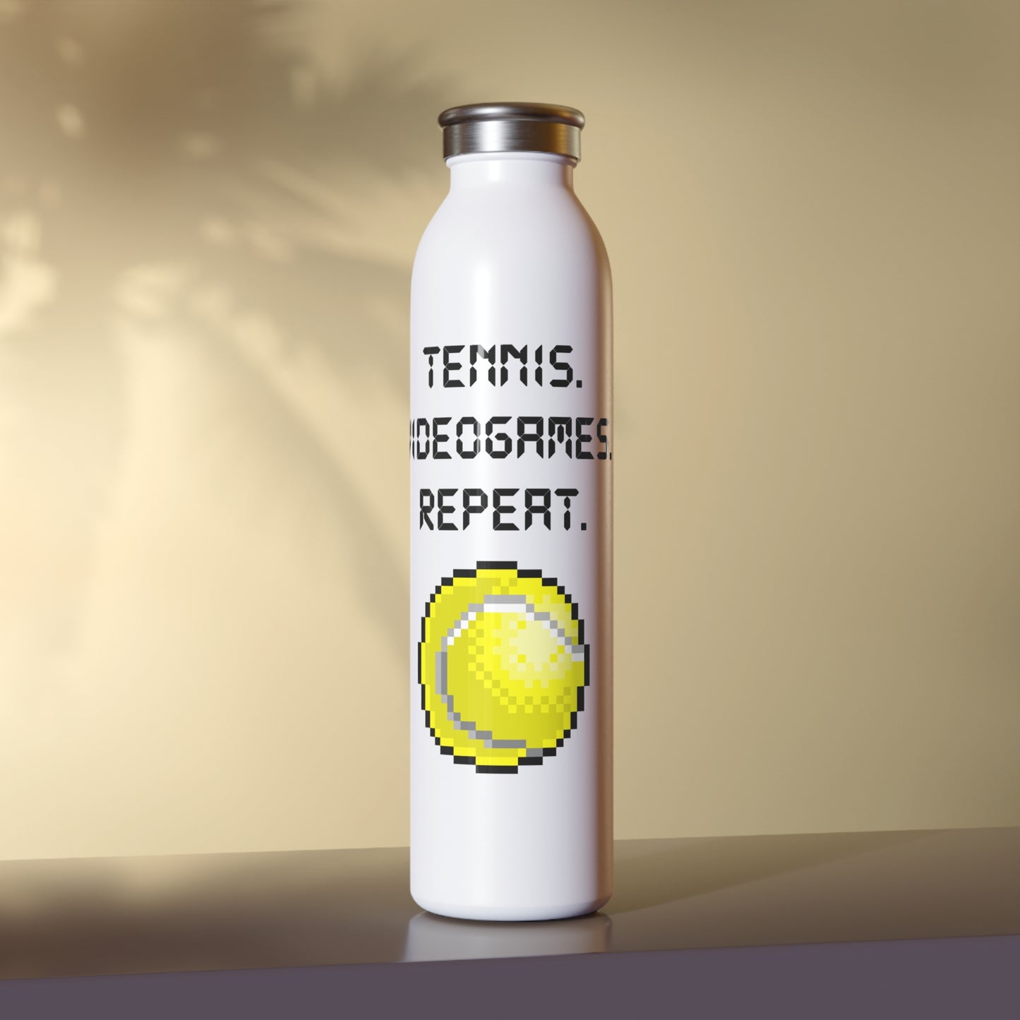TENNIS. VIDEOGAMES. REPEAT - Slim Water Bottle White