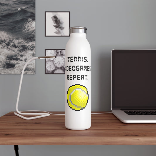 TENNIS. VIDEOGAMES. REPEAT - Slim Water Bottle White