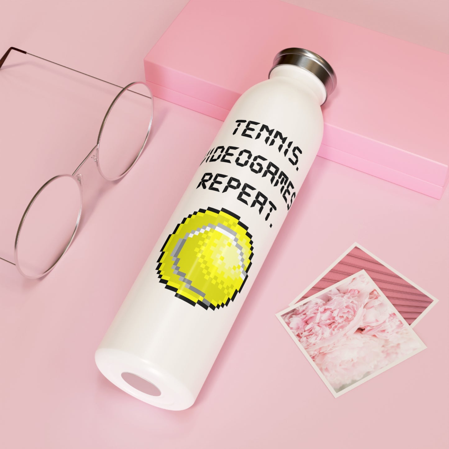 TENNIS. VIDEOGAMES. REPEAT - Slim Water Bottle White