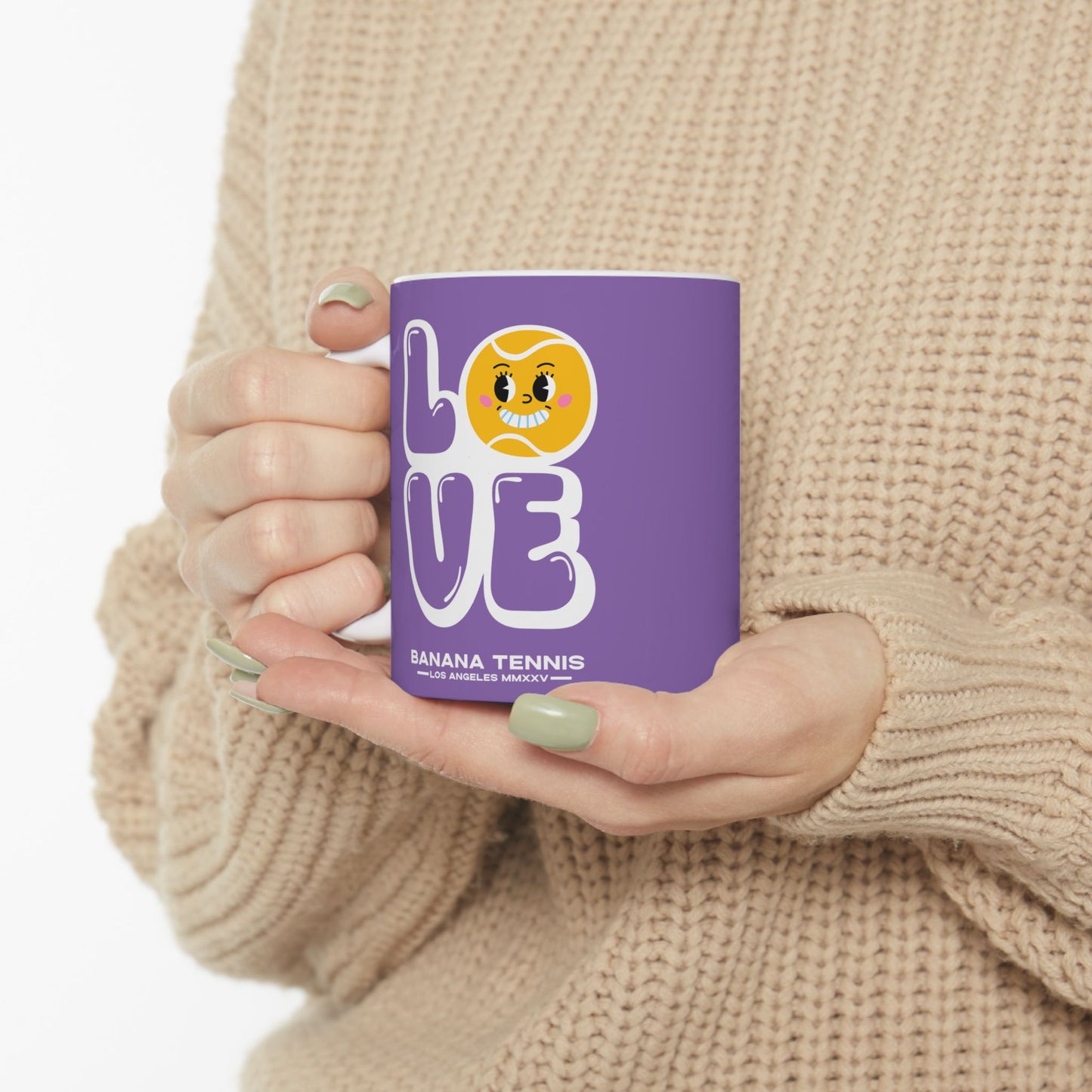 LOVE · Ceramic Tennis Mug · Purple