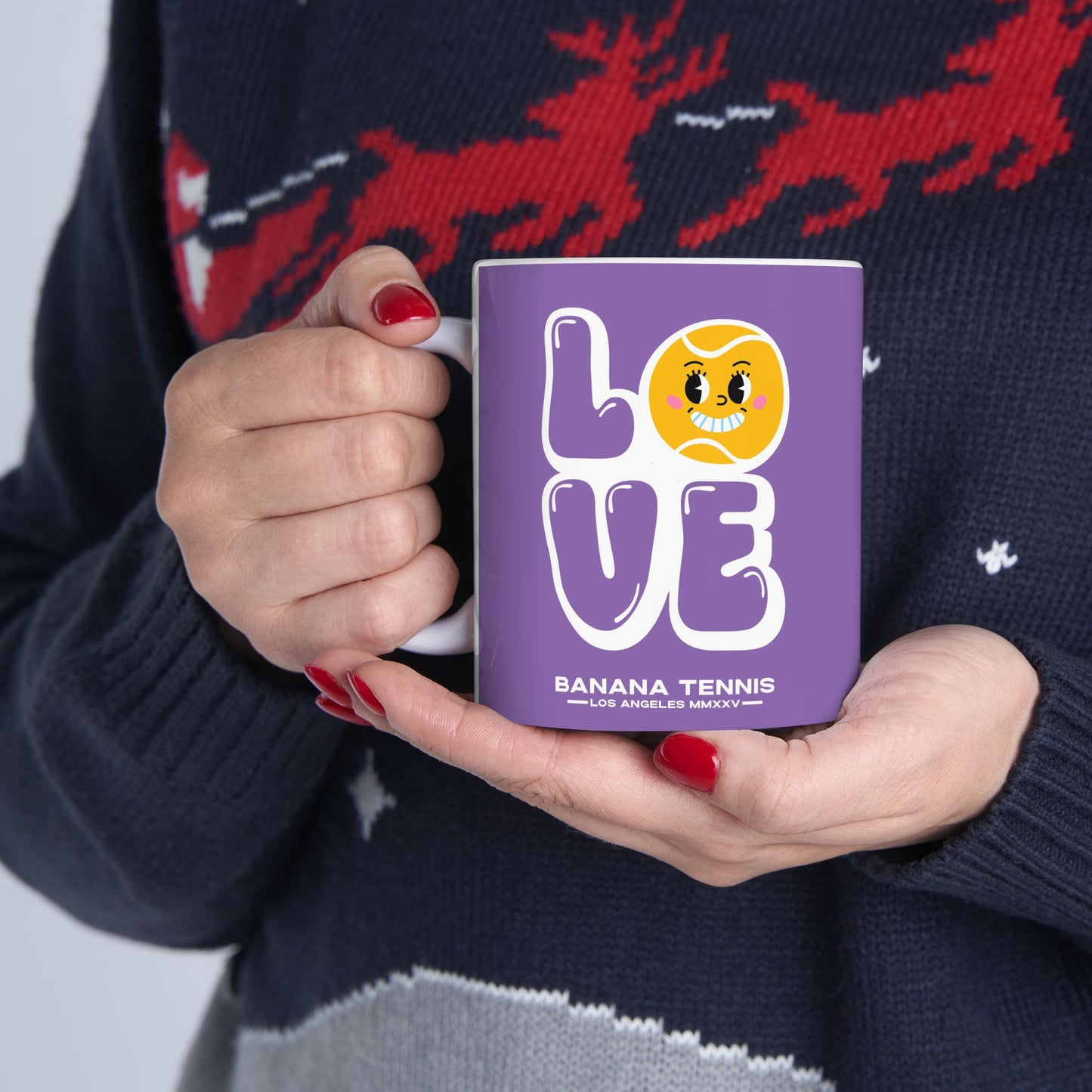 LOVE · Ceramic Tennis Mug · Purple