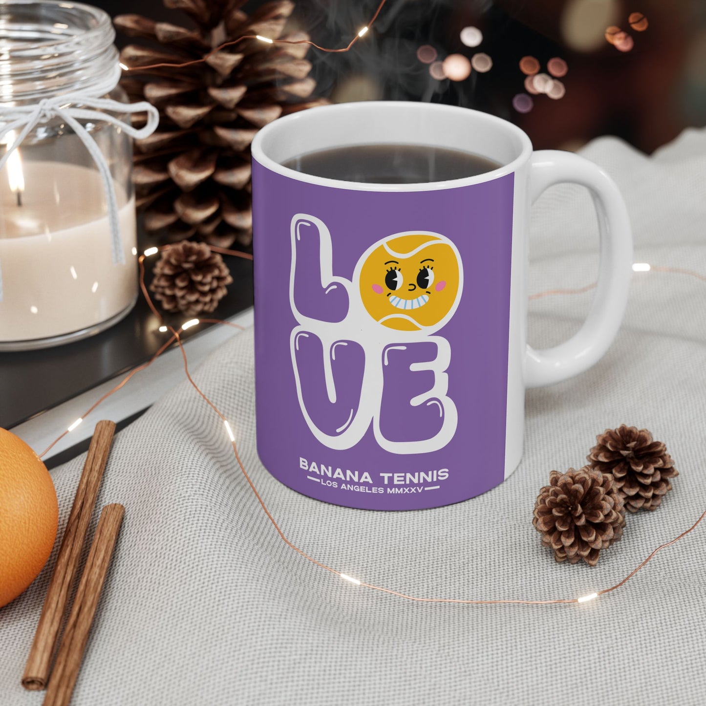 LOVE · Ceramic Tennis Mug · Purple