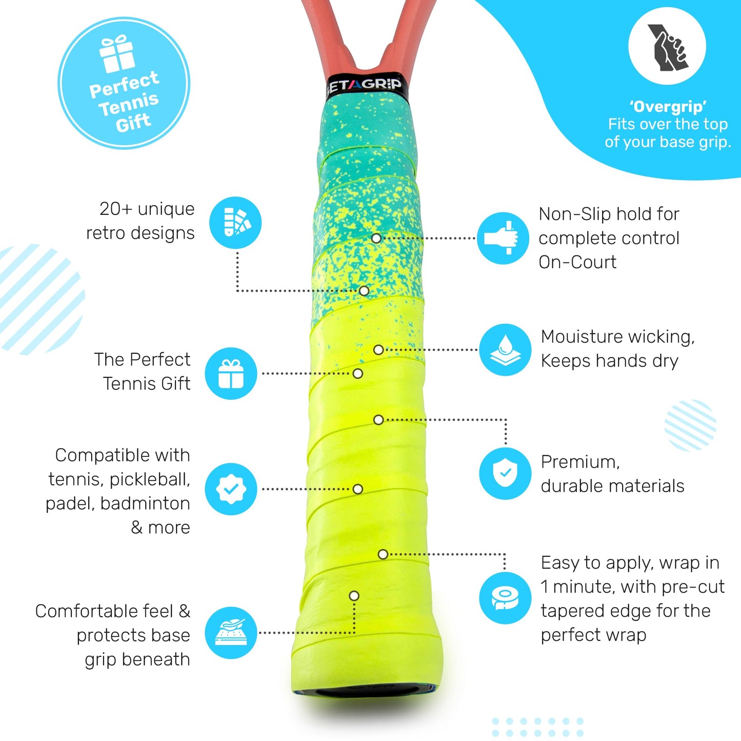 Tennis Racket Grip Tape - Neon Yellow