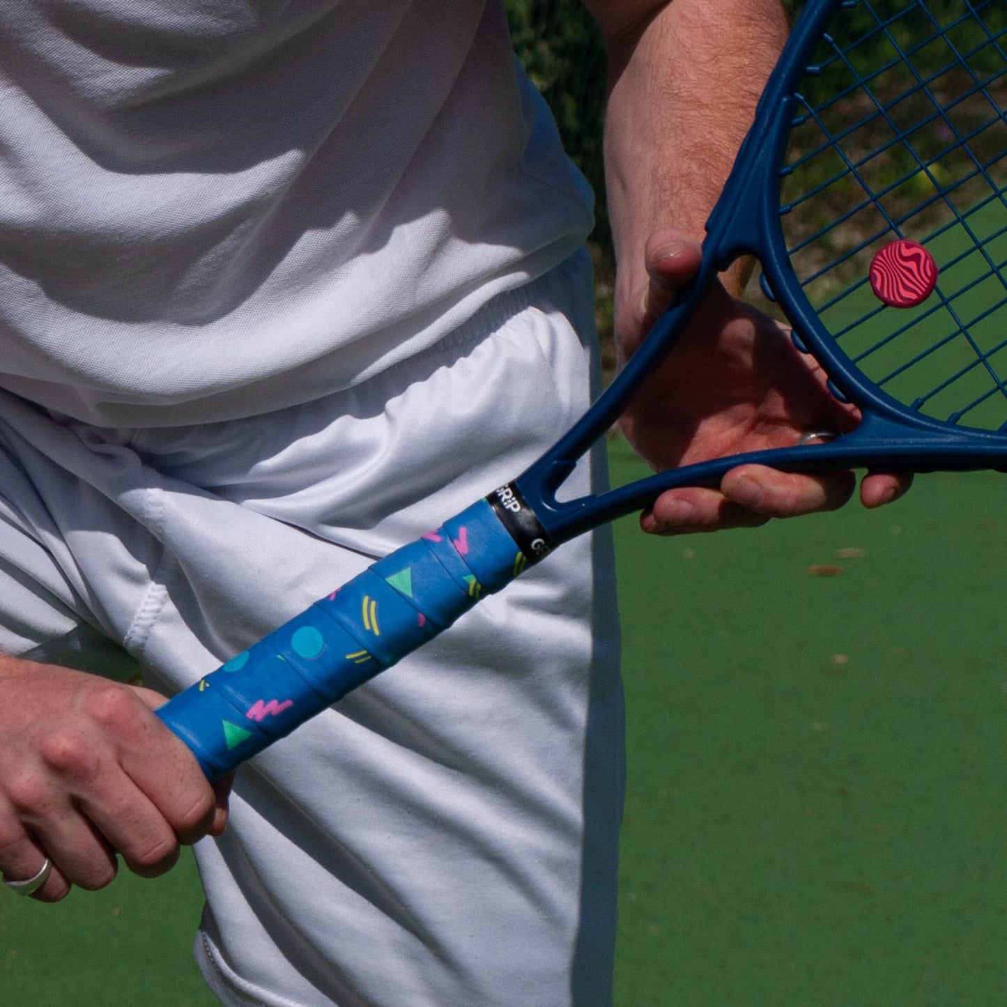 Tennis Racket Grip - Blue Shapes