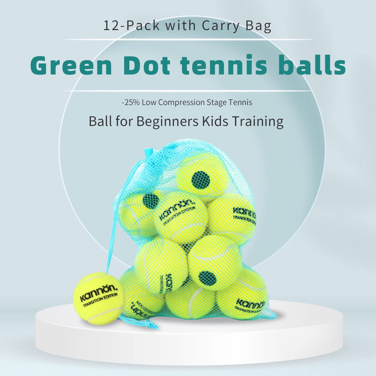 Green Dot Tennis Balls - 12 Pack