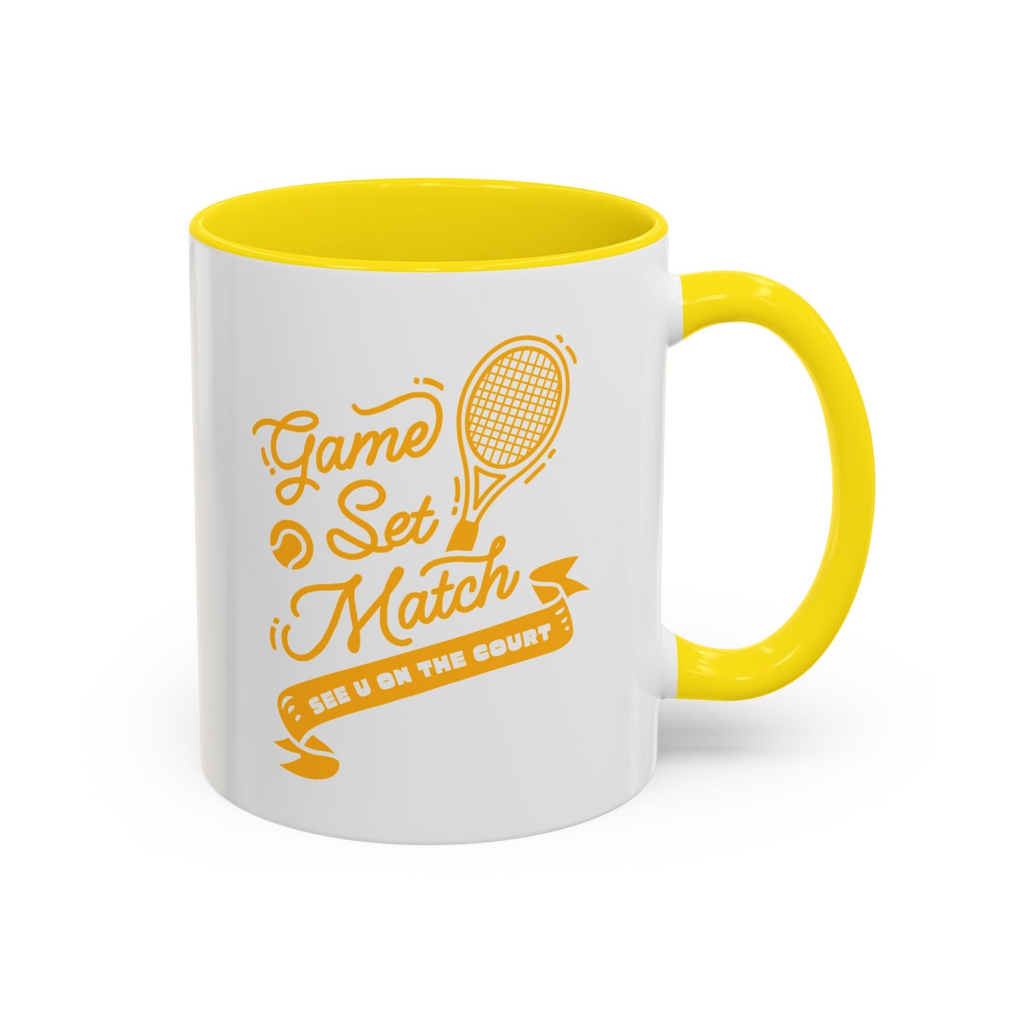 GAME SET MATCH · Tennis Mug · Yellow