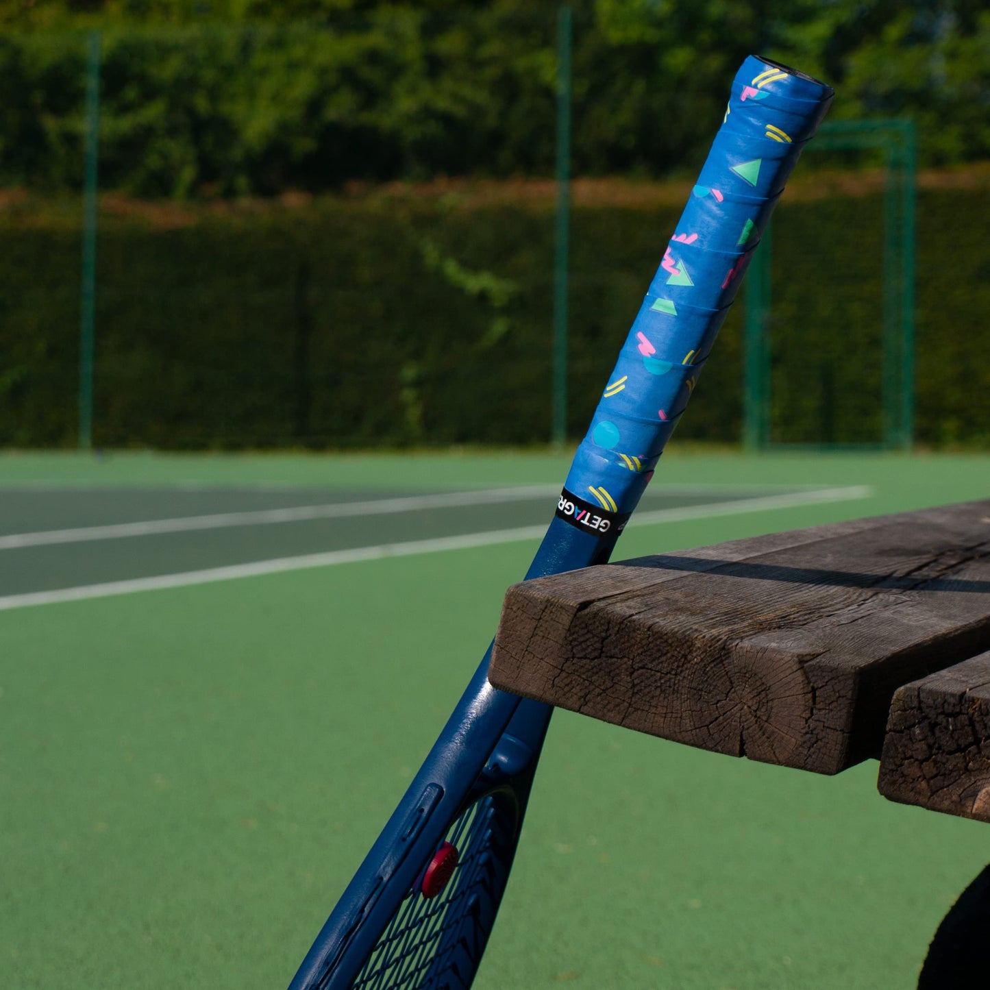 Tennis Racket Grip - Blue Shapes