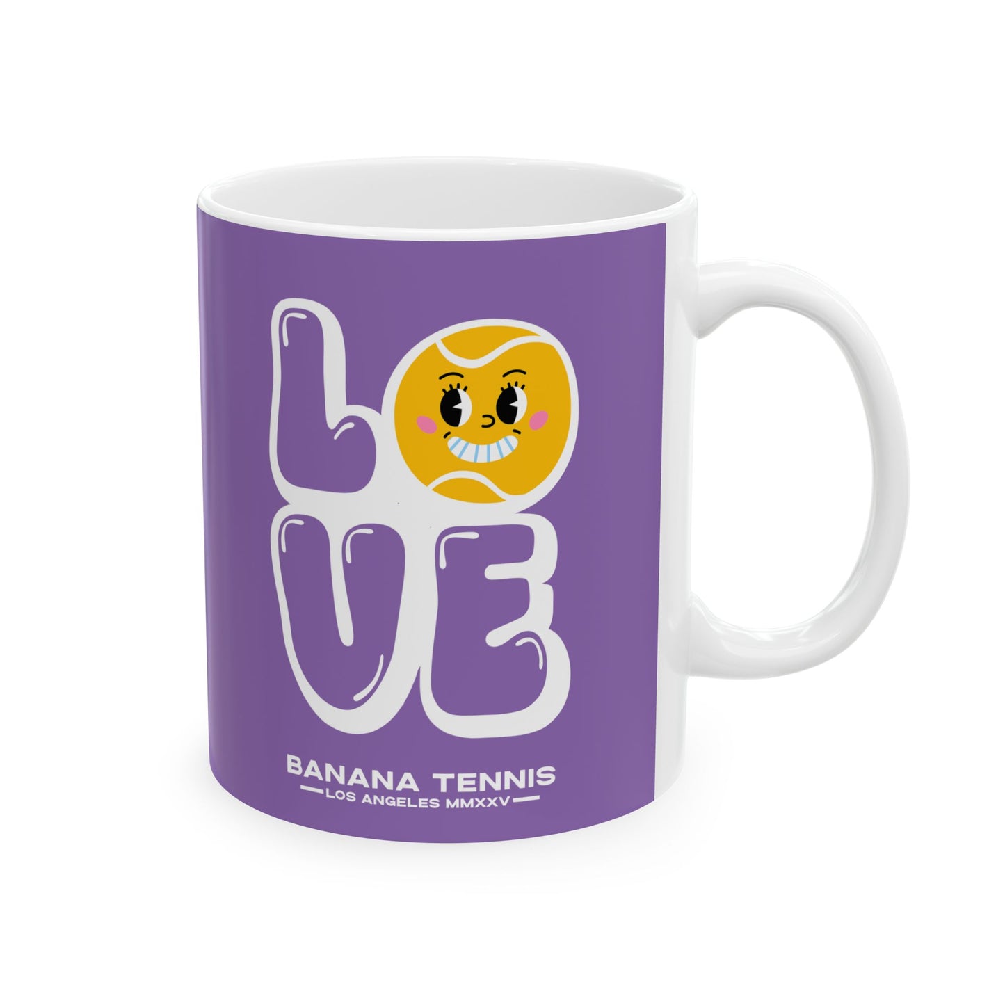 LOVE · Ceramic Tennis Mug · Purple