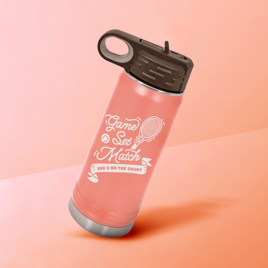GAME SET MATCH  · Stainless Steel Water Bottle - Coral