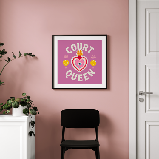 COURT QUEEN Wall Art - Matte Vertical Posters for Sports Lovers, Tennis Decor, Gift for Athletes, Home Office, Gaming Room