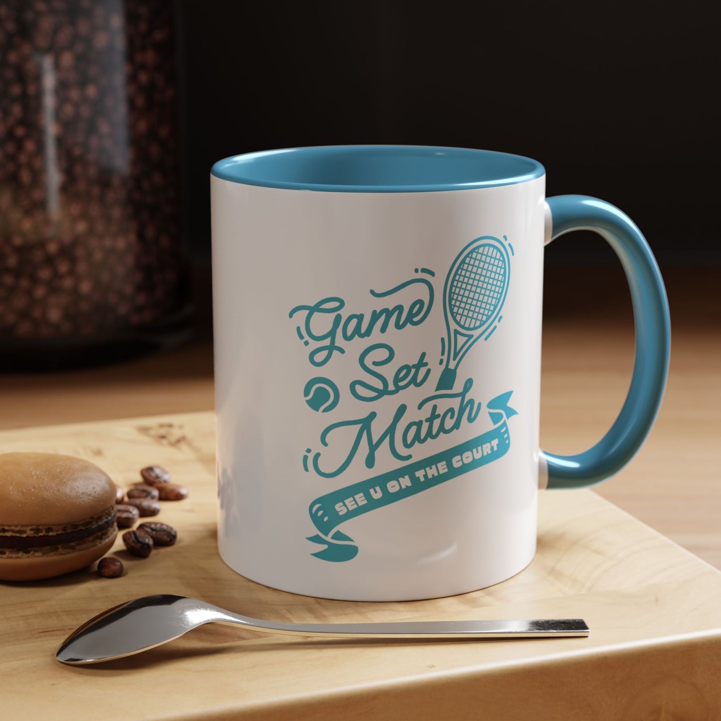 GAME SET MATCH · Tennis Mug · Light Blue