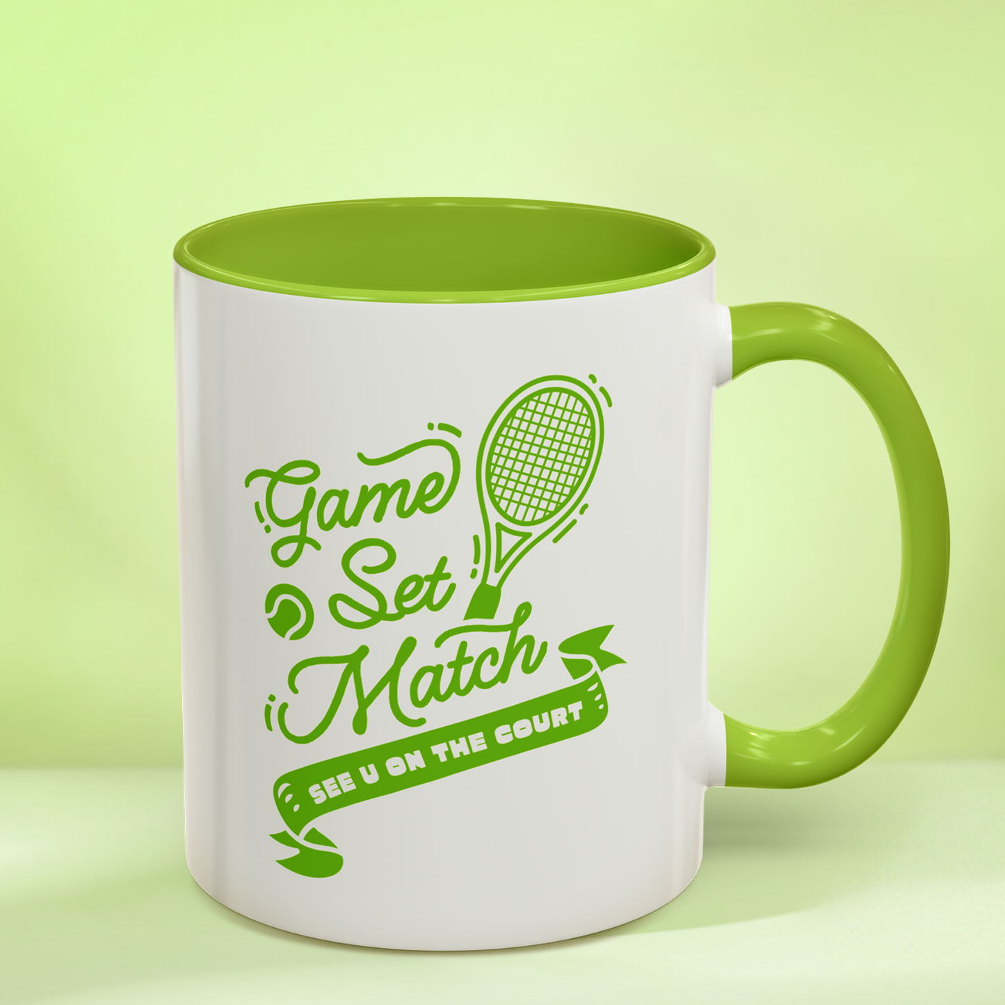 GAME SET MATCH · Tennis Mug · Green