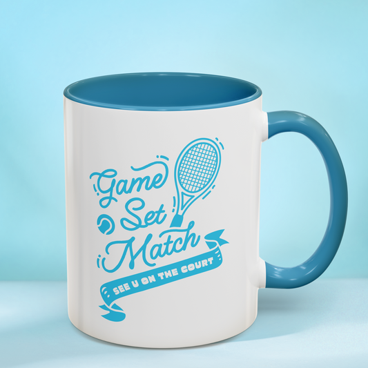 GAME SET MATCH · Tennis Mug · Light Blue