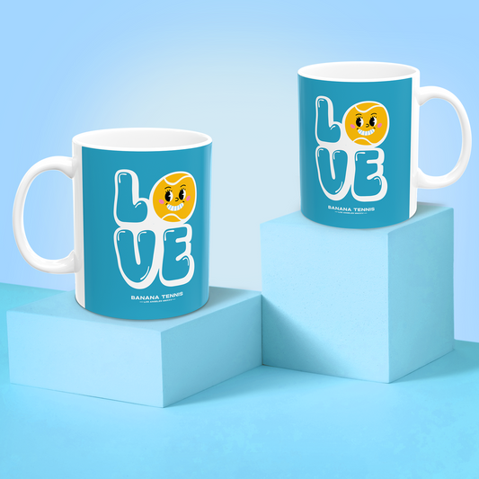 LOVE · Ceramic Tennis Mug · Light Blue
