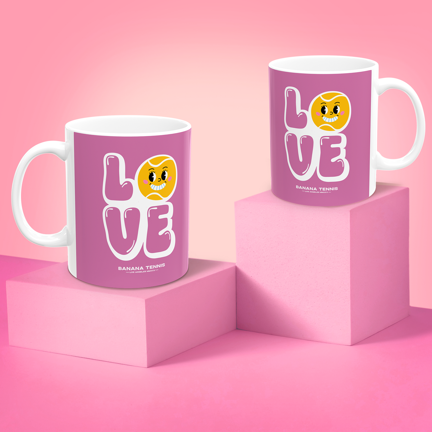 LOVE · Ceramic Tennis Mug · Pink