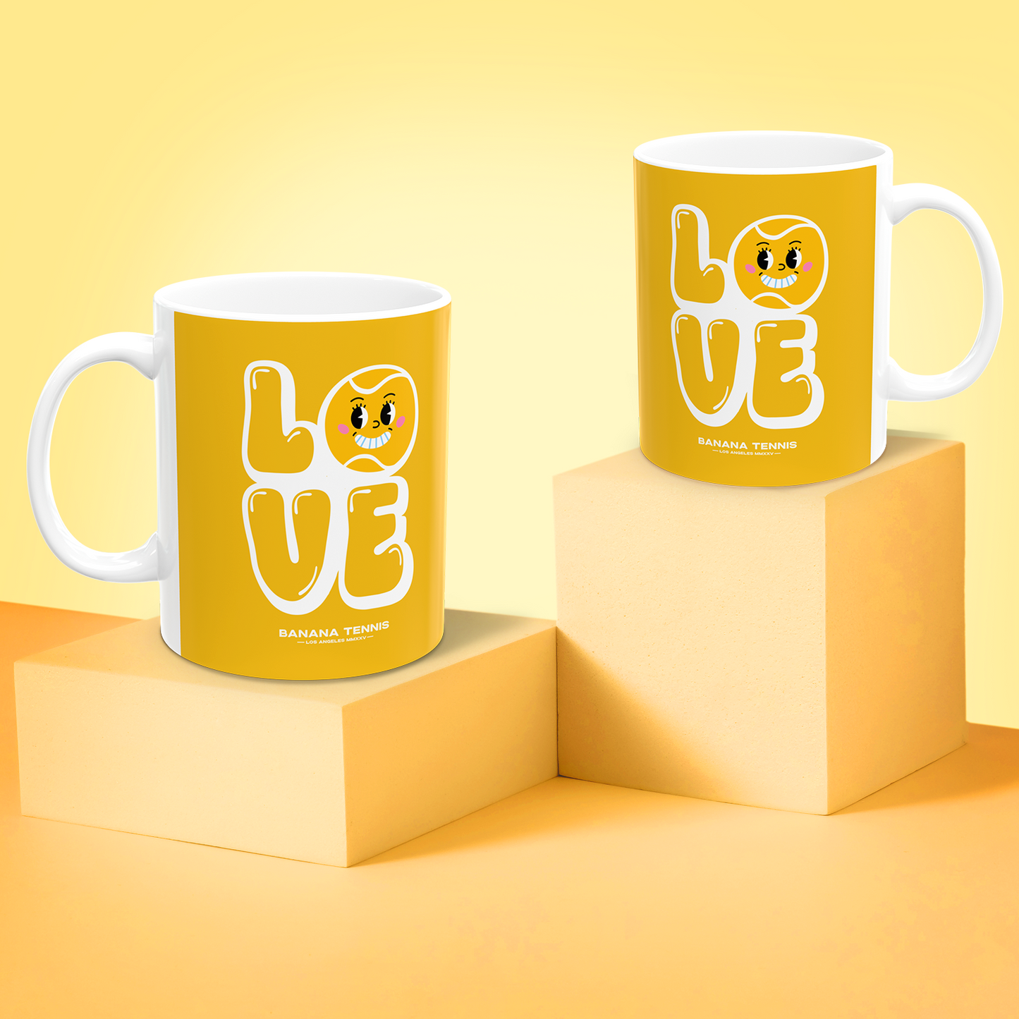 LOVE · Ceramic Tennis Mug · Yellow
