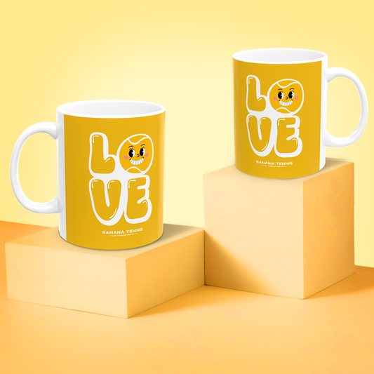 LOVE · Ceramic Tennis Mug · Yellow