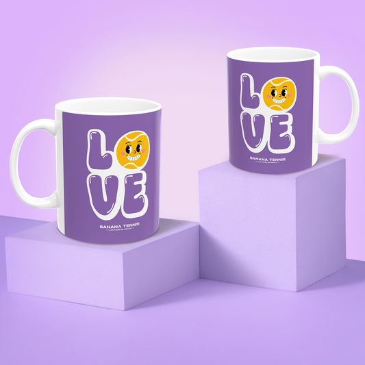 LOVE · Ceramic Tennis Mug · Purple