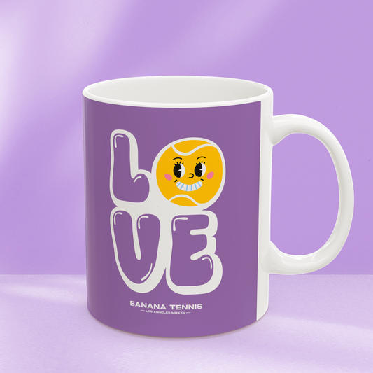 LOVE · Ceramic Tennis Mug · Purple
