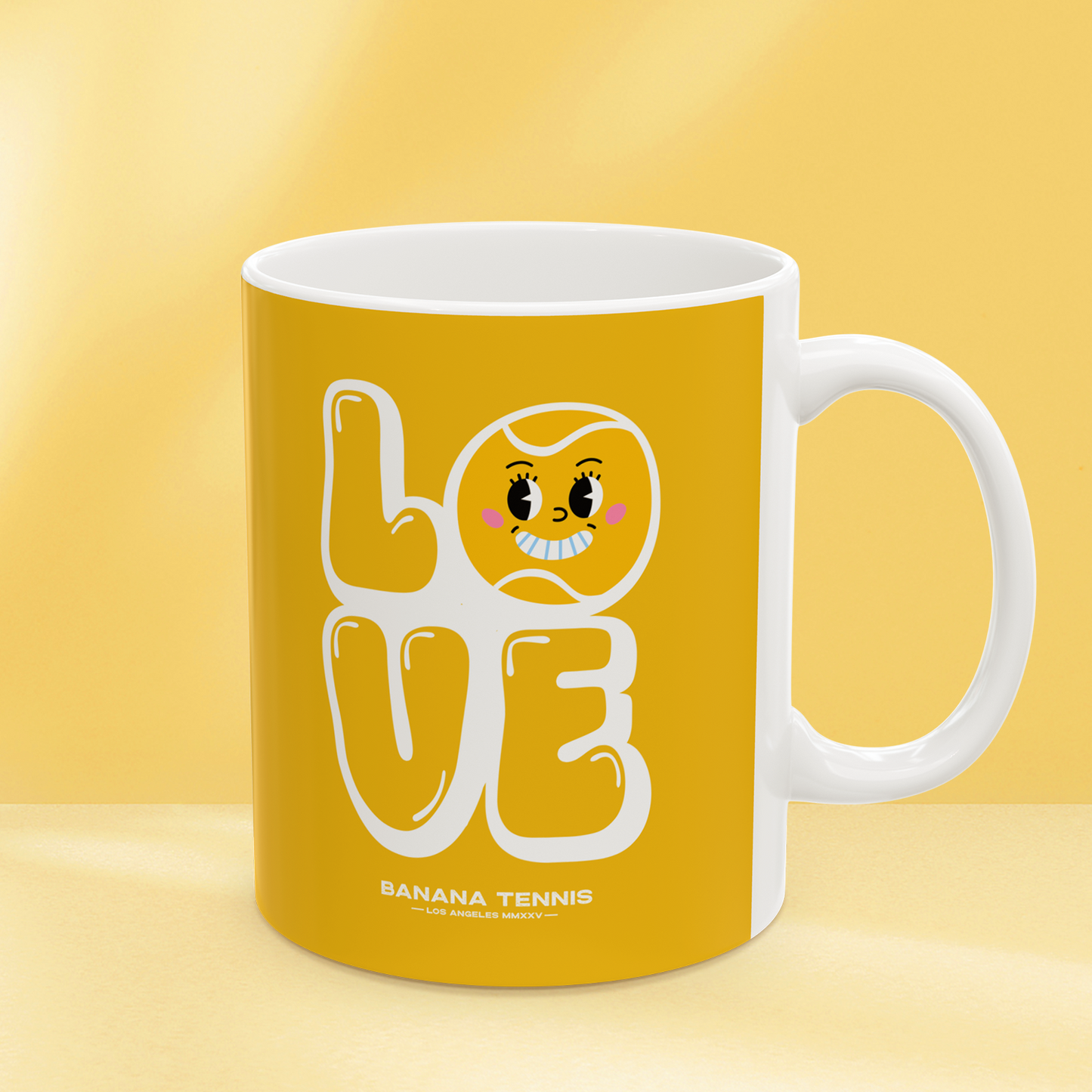 LOVE · Ceramic Tennis Mug · Yellow