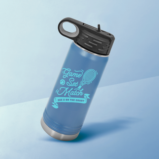 GAME SET MATCH  · Stainless Steel Water Bottle - Royal Blue