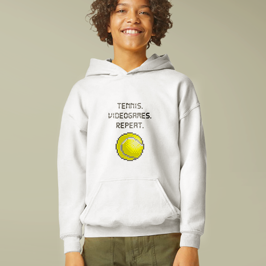 TENNIS VIDEOGAMES REPEAT Youth Midweight Hooded Sweatshirt